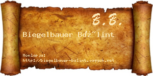 Biegelbauer Bálint névjegykártya